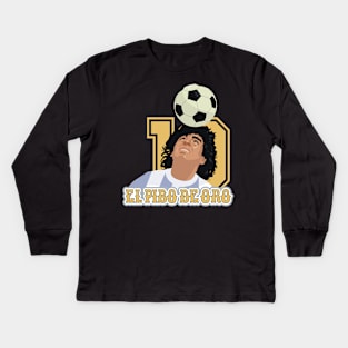 El Pibe de Oro - Diego Maradona Head Juggle Portrait for True Football Aficionados Kids Long Sleeve T-Shirt